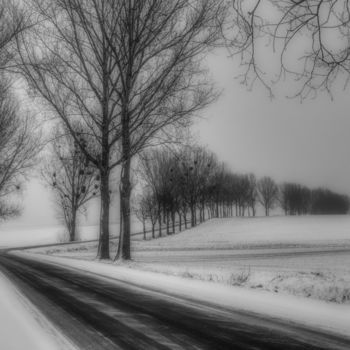 Fotografía titulada "route d'hiver avec…" por Jarek Witkowski, Obra de arte original