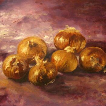 Malerei mit dem Titel "Onionshaped" von Jarka Drechslerová, Original-Kunstwerk, Öl