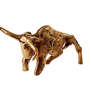 Sculpture intitulée "Golden Bull" par Jaromir Gargulak, Œuvre d'art originale, Bronze