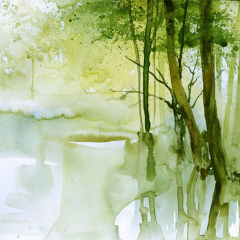 Peinture intitulée "Kampinos Forest 33" par Jaroslaw Filipek, Œuvre d'art originale, Aquarelle