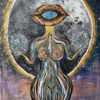 Painting titled "Moon Women" by J'Artist'E, Original Artwork, Acrylic