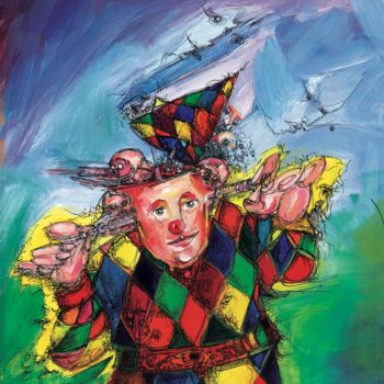 "Les clowns" başlıklı Tablo Pierre Andrillon (Jasinski) tarafından, Orijinal sanat, Akrilik