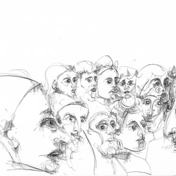 Disegno intitolato "Palabre" da Pierre Andrillon (Jasinski), Opera d'arte originale, Inchiostro