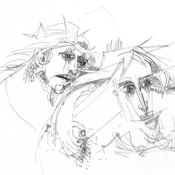 Drawing titled "Héros" by Pierre Andrillon (Jasinski), Original Artwork, Ink