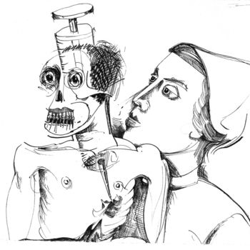 Tekening getiteld "Décideurs" door Pierre Andrillon (Jasinski), Origineel Kunstwerk, Inkt