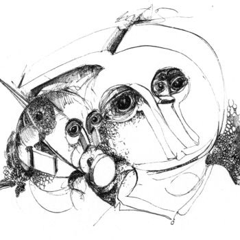 Desenho intitulada "Covid-19 contaminé9" por Pierre Andrillon (Jasinski), Obras de arte originais, Tinta