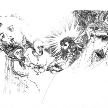 Drawing titled "Sida 2 160321" by Pierre Andrillon (Jasinski), Original Artwork, Ink