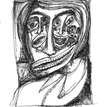Desenho intitulada "Masque vaccin 3" por Pierre Andrillon (Jasinski), Obras de arte originais, Tinta