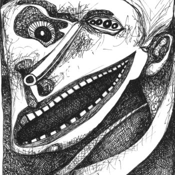 Desenho intitulada "Masque vaccin 5" por Pierre Andrillon (Jasinski), Obras de arte originais, Tinta