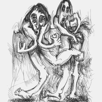 Disegno intitolato "Prisonnier8" da Pierre Andrillon (Jasinski), Opera d'arte originale, Inchiostro