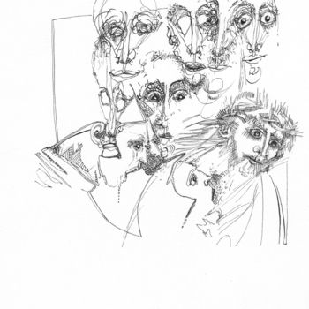 Рисунок под названием "Sans masque PA2" - Pierre Andrillon (Jasinski), Подлинное произведение искусства, Чернила
