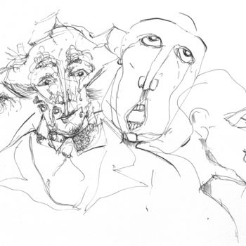Tekening getiteld "Toutes les dettes" door Pierre Andrillon (Jasinski), Origineel Kunstwerk, Inkt