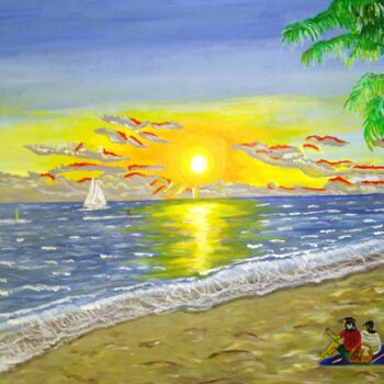 Peinture intitulée "plage ermitage.jpg" par Jasmin V, Œuvre d'art originale, Acrylique