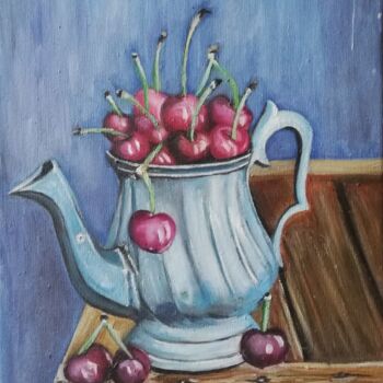 Pintura titulada "cherries" por Jasmina Vuckovic, Obra de arte original, Oleo