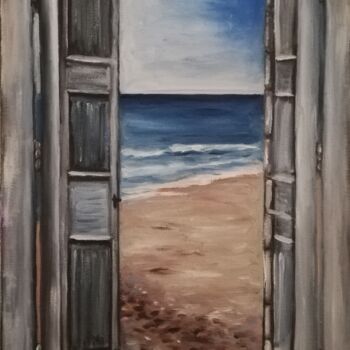 Painting titled "view through the op…" by Jasmina Vuckovic, Original Artwork, Oil