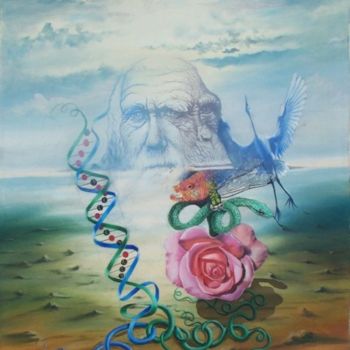 Malarstwo zatytułowany „Omaggio a Darwin” autorstwa Jason, Oryginalna praca, Olej