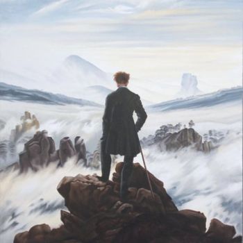 Pintura titulada "Viandante sul mare…" por Jason, Obra de arte original