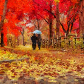 Digital Arts titled "Walk in the Park" by Iamomega13, Original Artwork, Digital Painting