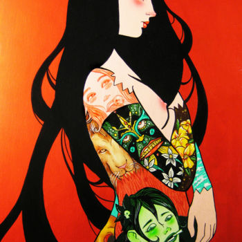 Pittura intitolato "green-lady-of-the-l…" da Jason Wright, Opera d'arte originale