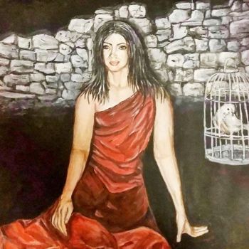 Pittura intitolato "Caged Bird" da Jassart Design&Collection, Opera d'arte originale, Acrilico