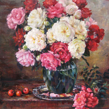 Peinture intitulée "Roses" par Iuliia Perepelkina, Œuvre d'art originale, Huile