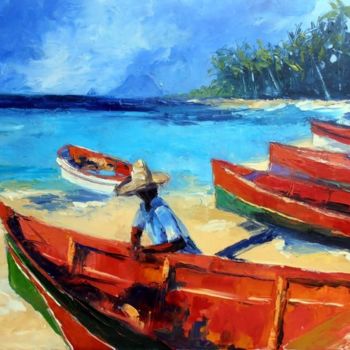 Peinture intitulée "Rêverie aux caraïbes" par Véronique Lancien, Œuvre d'art originale