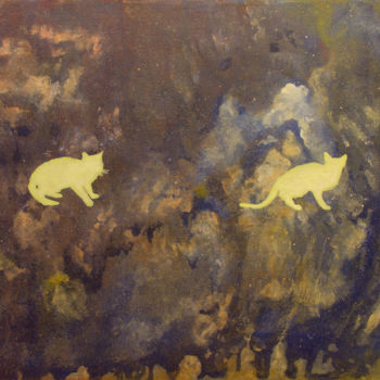 Peinture intitulée "Nébuleuse des chats" par Jaune Lacouleur, Œuvre d'art originale, Acrylique