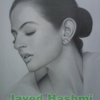 Pintura intitulada "Amisha Patel Pencil…" por Javed Hashmi, Obras de arte originais, Óleo