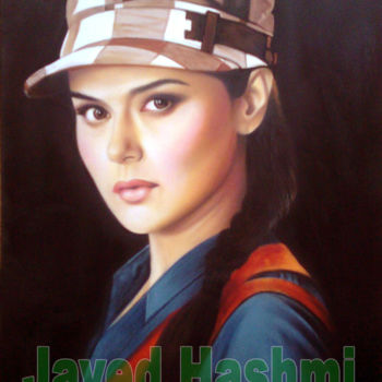 Painting titled "Preity Zinta Oil Pa…" by Javed Hashmi, Original Artwork, Oil