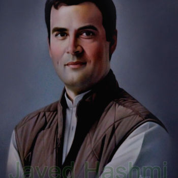 Painting titled "Rahul Gandhi Oil Pa…" by Javed Hashmi, Original Artwork, Oil