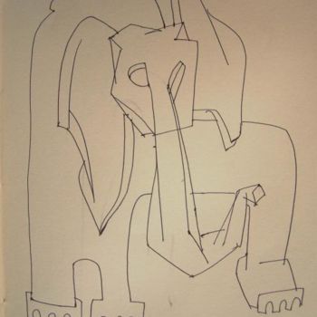 Dessin intitulée "ELEPHANT" par Javed Mulani, Œuvre d'art originale