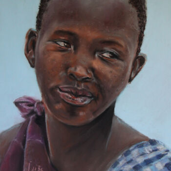 Tekening getiteld "Joven Masai. Tanzan…" door Javier Ipiña, Origineel Kunstwerk, Pastel