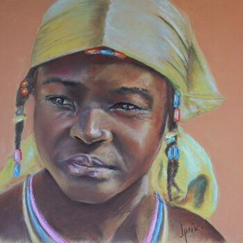 Dibujo titulada "Joven africana. Nam…" por Javier Ipiña, Obra de arte original, Pastel