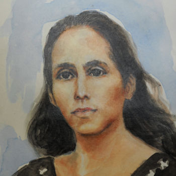 Schilderij getiteld "Sra. Cristian" door Javier Rosa, Origineel Kunstwerk, Olie