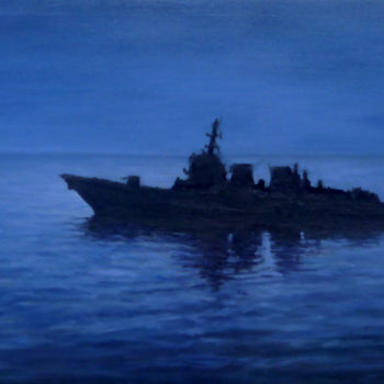 Pintura intitulada "USS NATHAN JAMES" por Javier Carmona, Obras de arte originais, Óleo