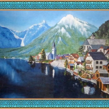 Картина под названием "An Austrian Laketown" - Murad Jawed, Подлинное произведение искусства, Масло