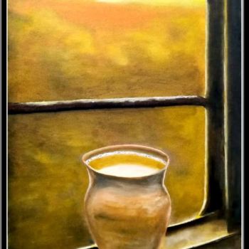 Painting titled "Kulhad Chai" by Murad Jawed, Original Artwork, Oil