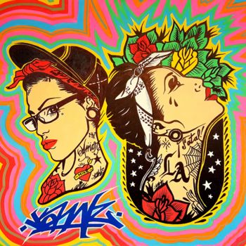 Painting titled "Tattoo Twinz" by Jawz, Original Artwork, Other