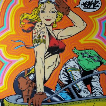 Malerei mit dem Titel "Blondie & Alien" von Jawz, Original-Kunstwerk, Andere