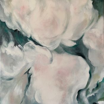 Painting titled "Peony" by Jacqueline Wilkinson, Original Artwork, Oil