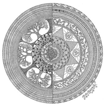 Drawing titled "Mandala Sametha" by Jaya Bhagavan, Original Artwork, Ink