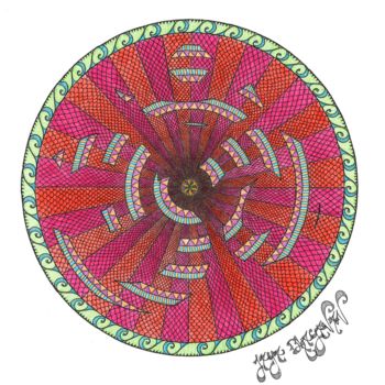 「Mandala Hidden Truth」というタイトルの描画 Jaya Bhagavanによって, オリジナルのアートワーク, インク