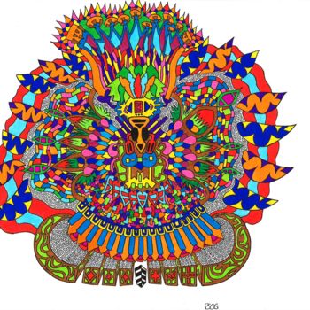 Dessin intitulée "Totem" par Jaya Bhagavan, Œuvre d'art originale, Encre