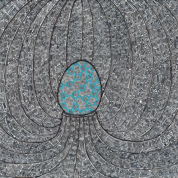 Rysunek zatytułowany „The inner egg” autorstwa Jaya Bhagavan, Oryginalna praca, Atrament