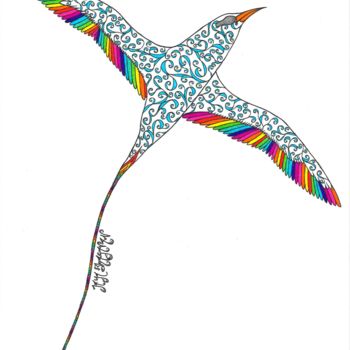 Dessin intitulée "Tropicbird" par Jaya Bhagavan, Œuvre d'art originale, Encre