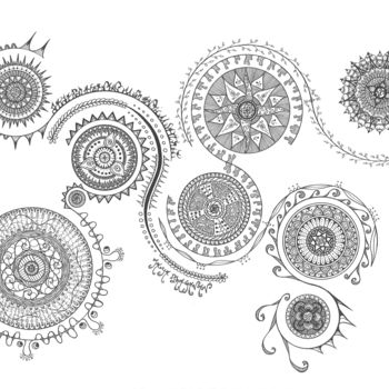 Rysunek zatytułowany „Cosmos” autorstwa Jaya Bhagavan, Oryginalna praca, Atrament