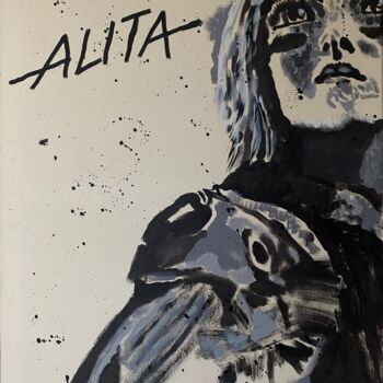 Ζωγραφική με τίτλο "Alita" από Jayfray, Αυθεντικά έργα τέχνης, Ακρυλικό Τοποθετήθηκε στο Ξύλινο φορείο σκελετό