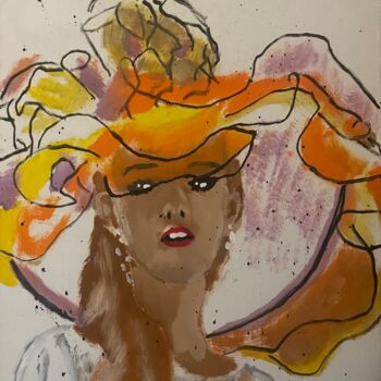 Peinture intitulée "La femme au chapeau…" par Jayfray, Œuvre d'art originale, Acrylique Monté sur Châssis en bois
