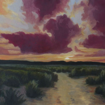 Painting titled "Desert Trail at Dusk" by Jmcd Art, Original Artwork, Oil