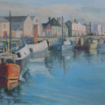 Картина под названием "Harbour at Dusk" - Jmcd Art, Подлинное произведение искусства, Масло
